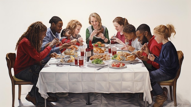 Счастливые люди за столом